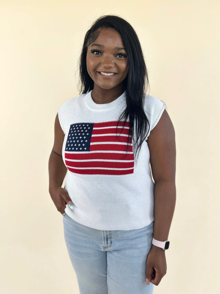 Americana Flag Sweater Tank