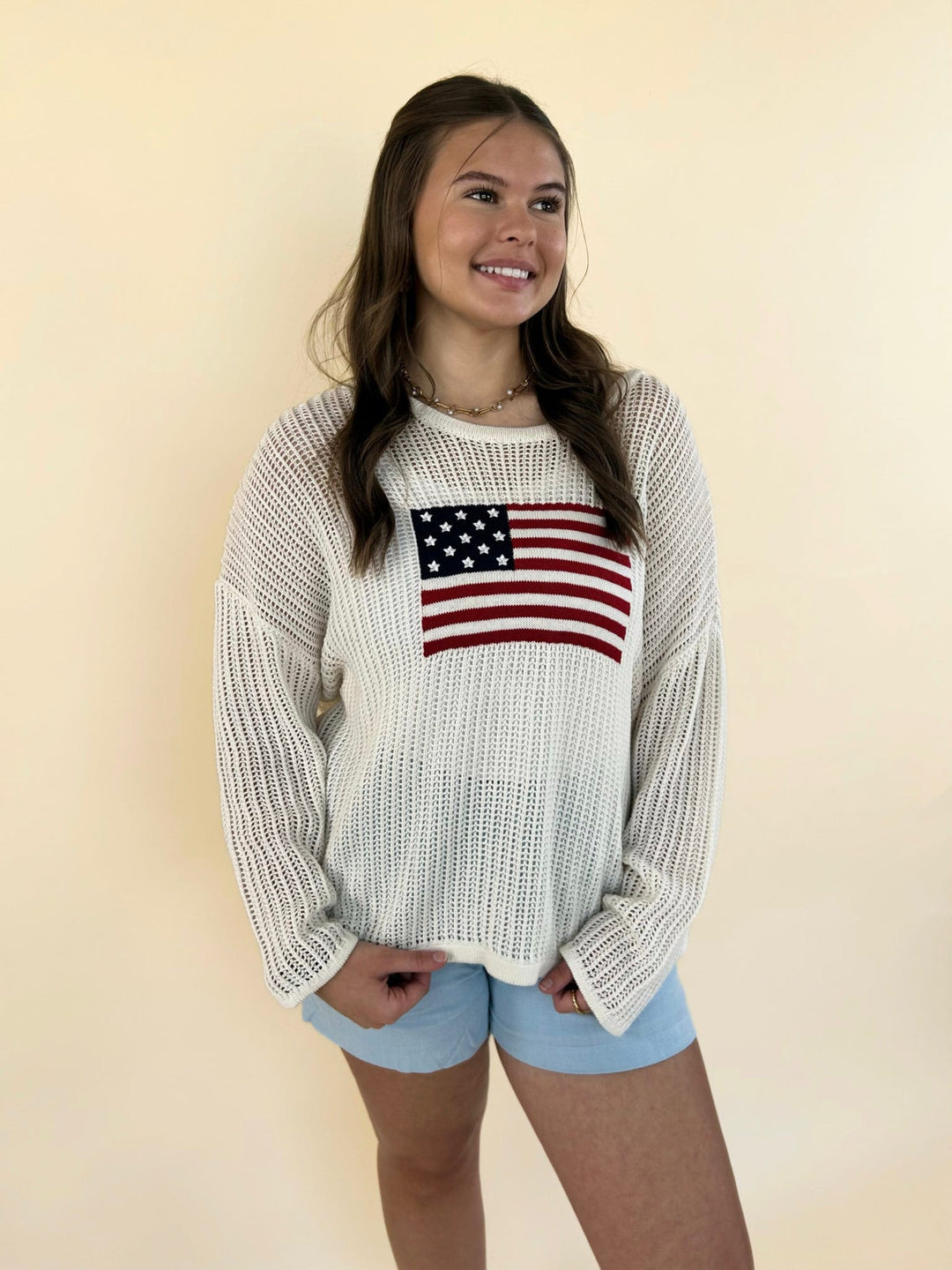 Stars &amp; Stripes Lightweight Knit Sweater