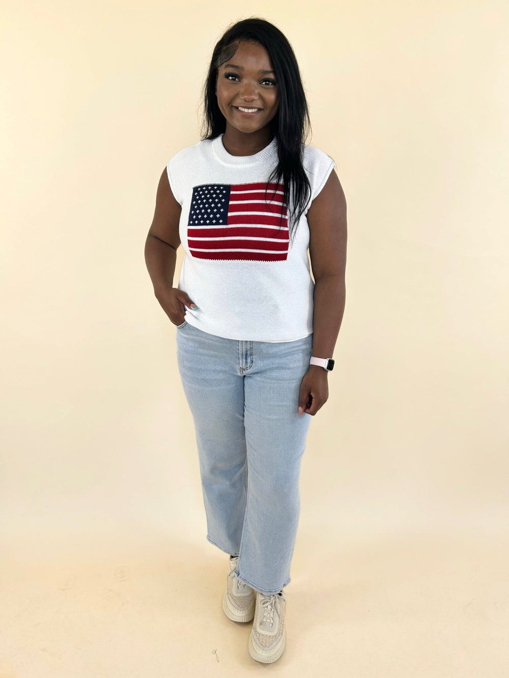 Americana Flag Sweater Tank