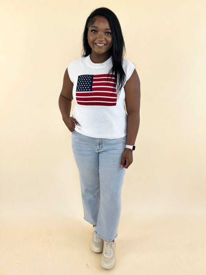 Americana Flag Sweater Tank