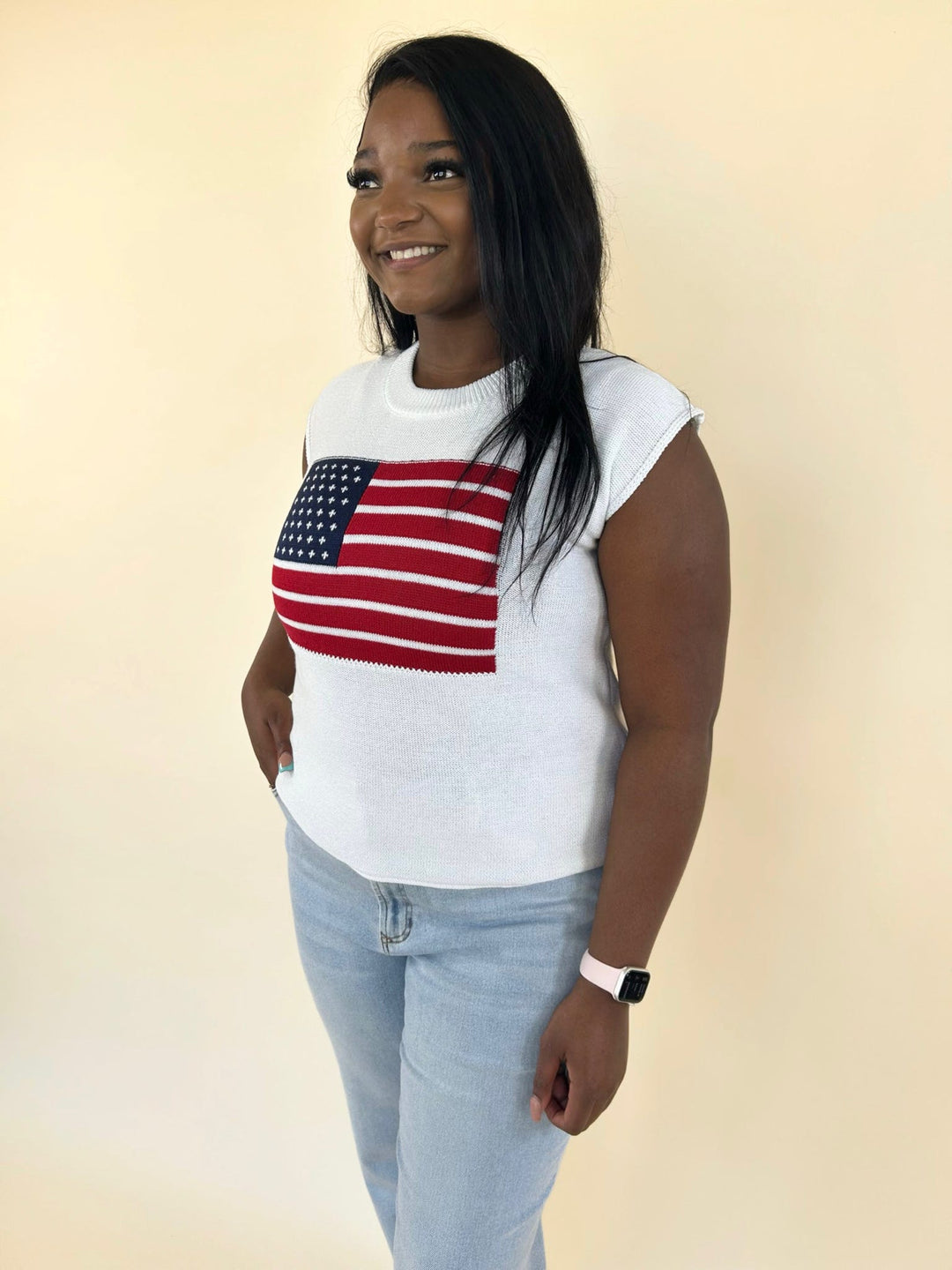 Americana Flag Sweater Tank