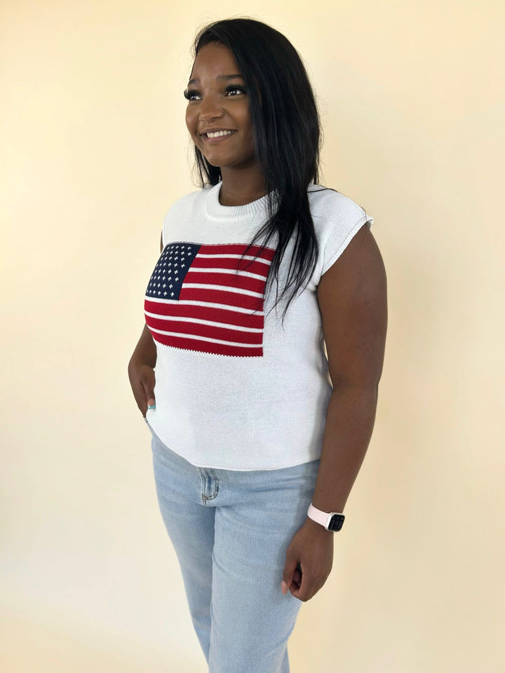 Americana Flag Sweater Tank
