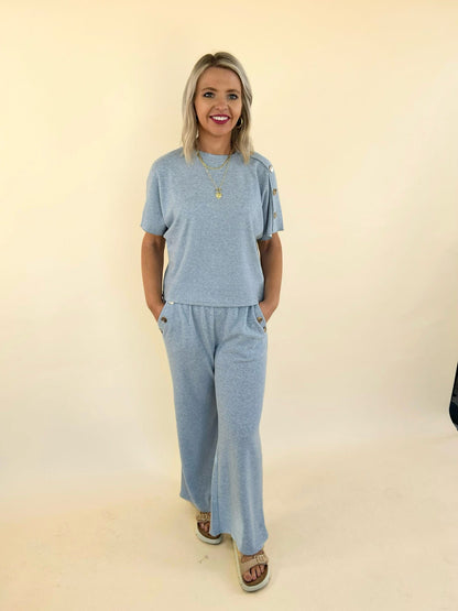 The Helena Gold Button Knit Set