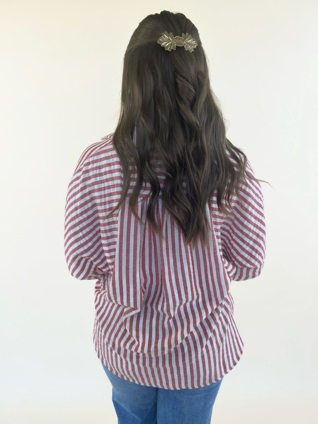 Kathy Button Front Striped Top