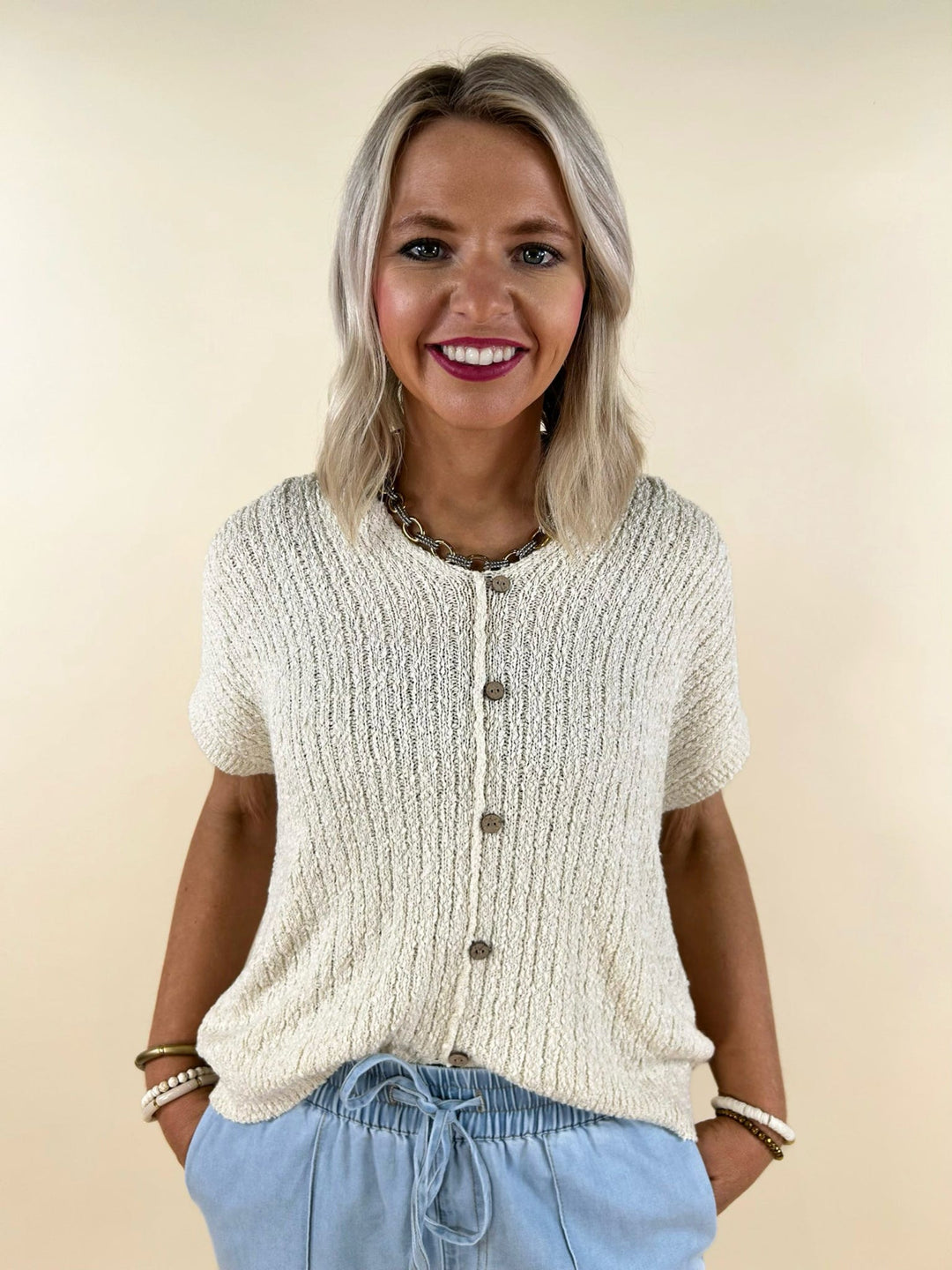 Vina Cozy Button Knit Sweater