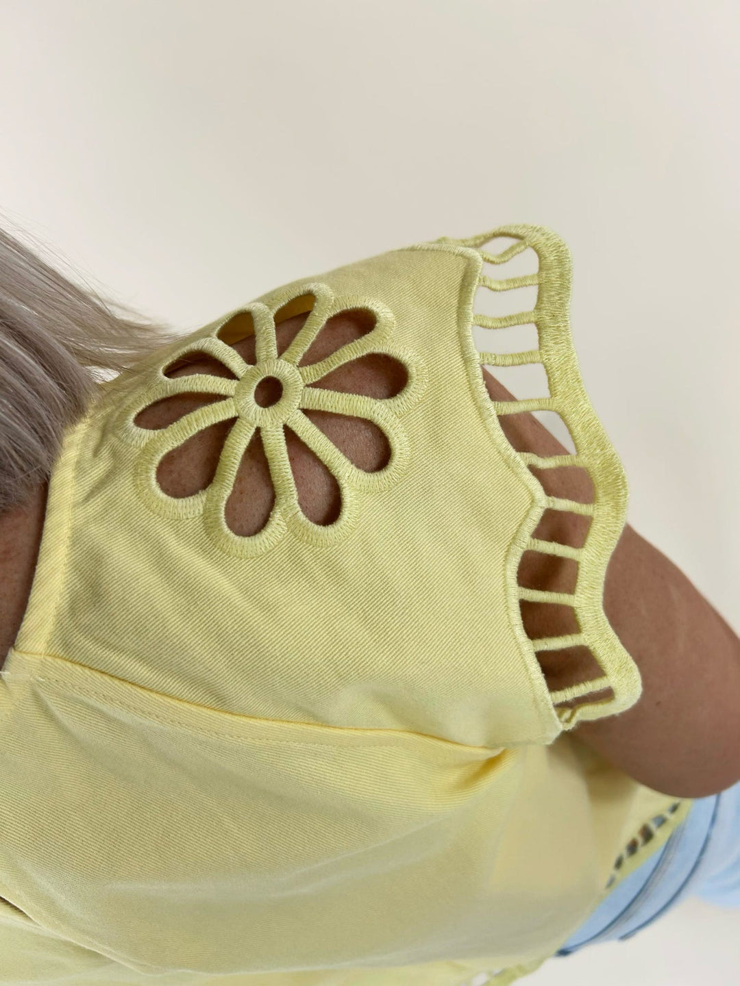 Zuri Embroidered Cut-Out Sleeve Top