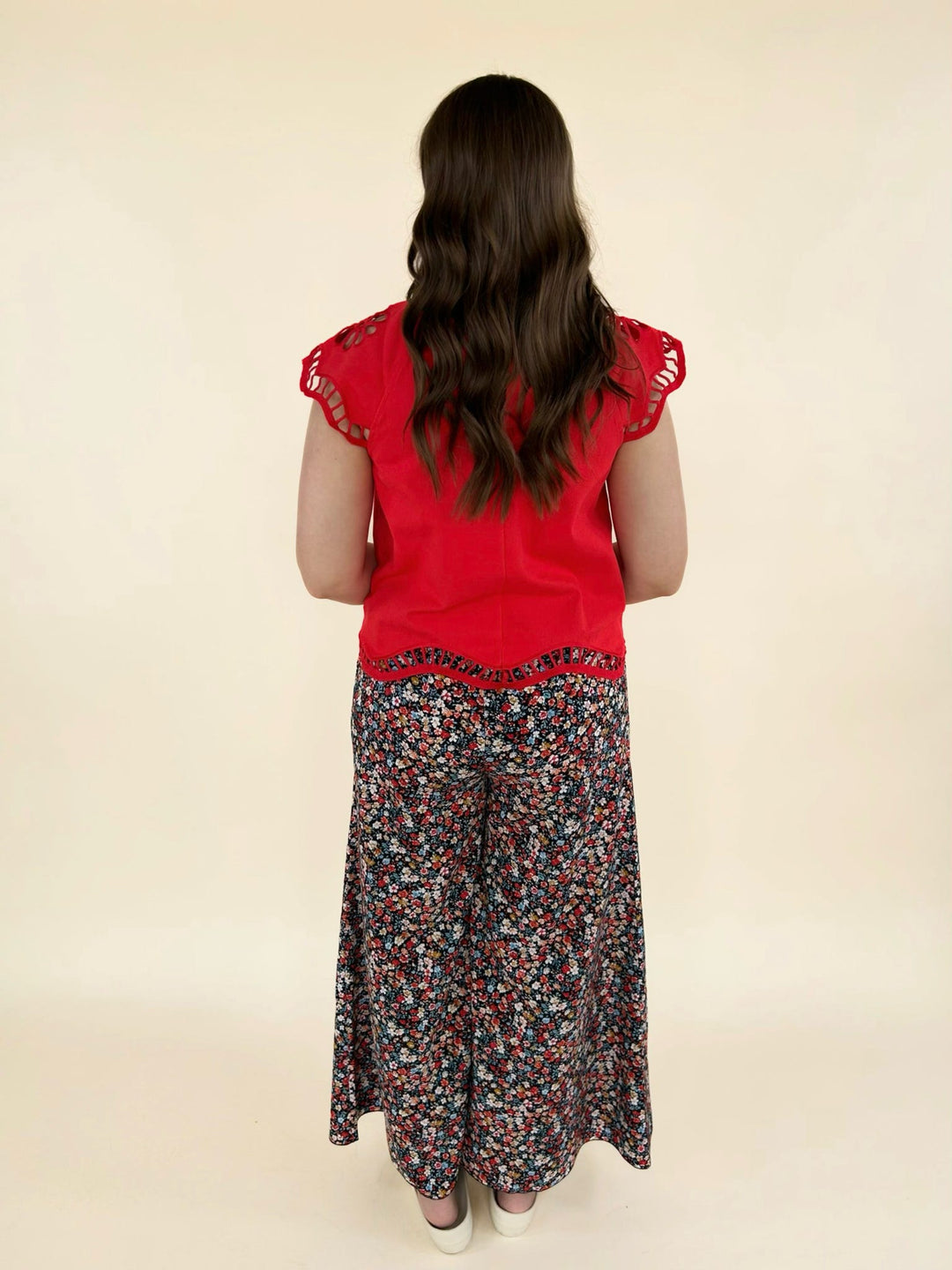 Zuri Embroidered Cut-Out Sleeve Top