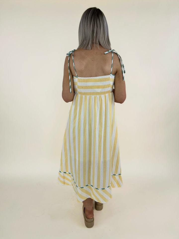 Raya Striped Binding Midi Dress
