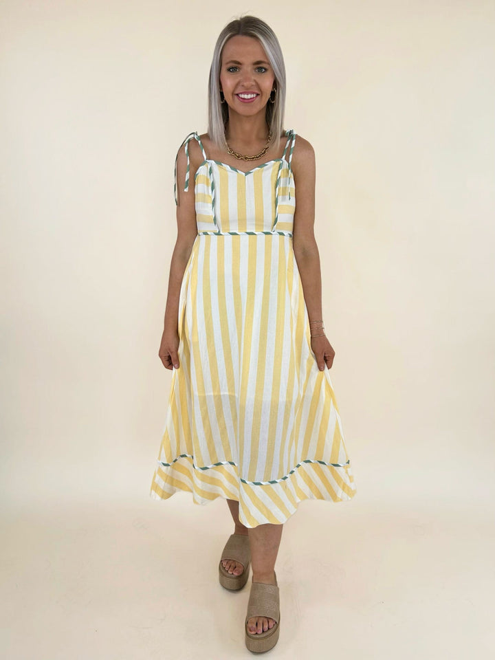 Raya Striped Binding Midi Dress