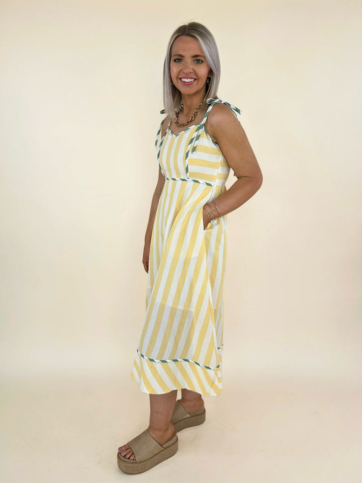 Raya Striped Binding Midi Dress