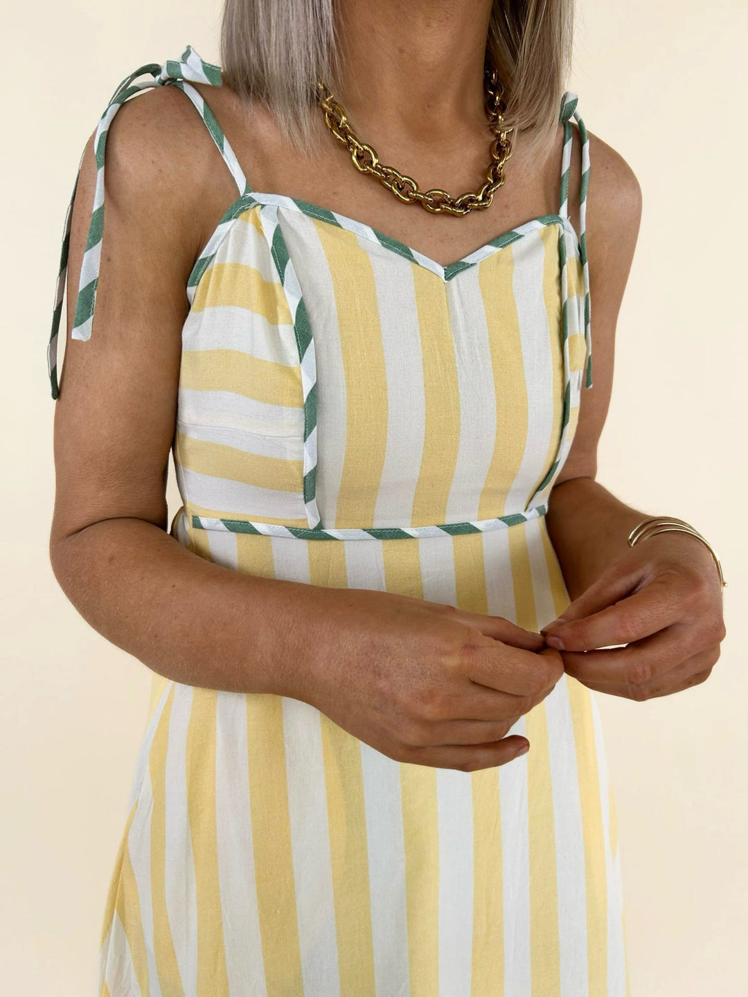Raya Striped Binding Midi Dress