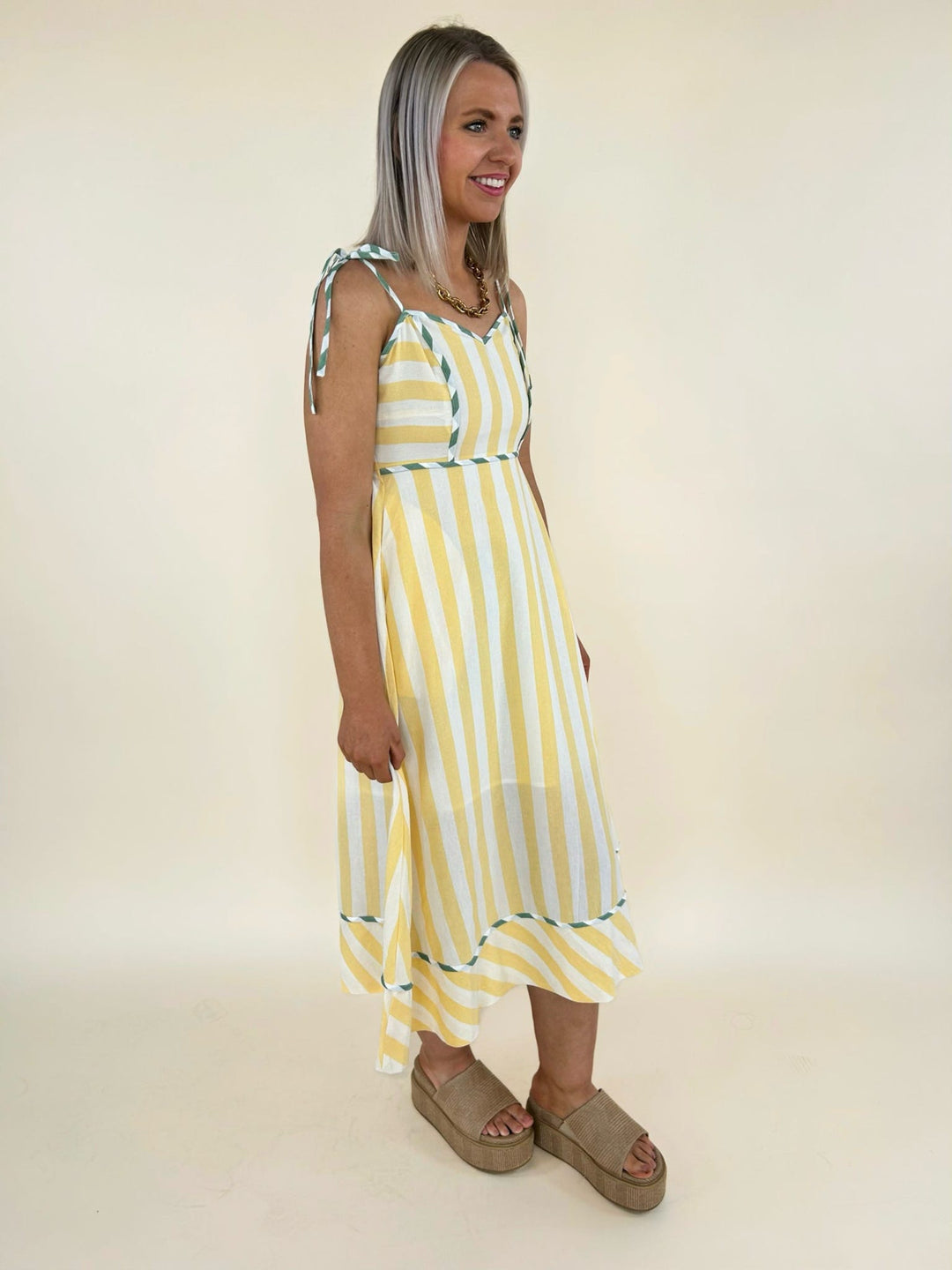 Raya Striped Binding Midi Dress