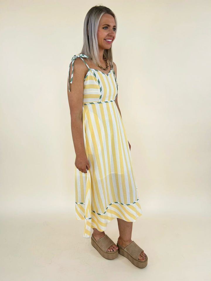 Raya Striped Binding Midi Dress