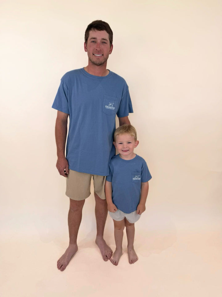 matching father son shirts, Fieldstone matching tees, father and son outdoor apparel, matching family t-shirts, Fieldstone sporting lifestyle brand, matching dad and son outfits, southern family clothing, matching hunting shirts for dad and son