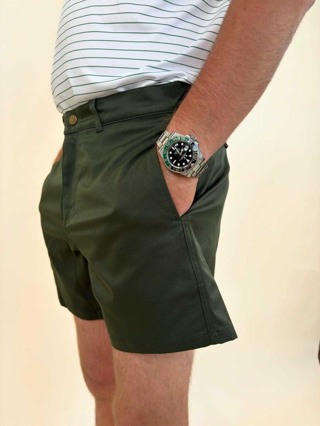 olive green performance shorts for men, men&