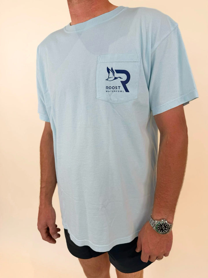 light blue Roost Waterfowl t-shirt, men&