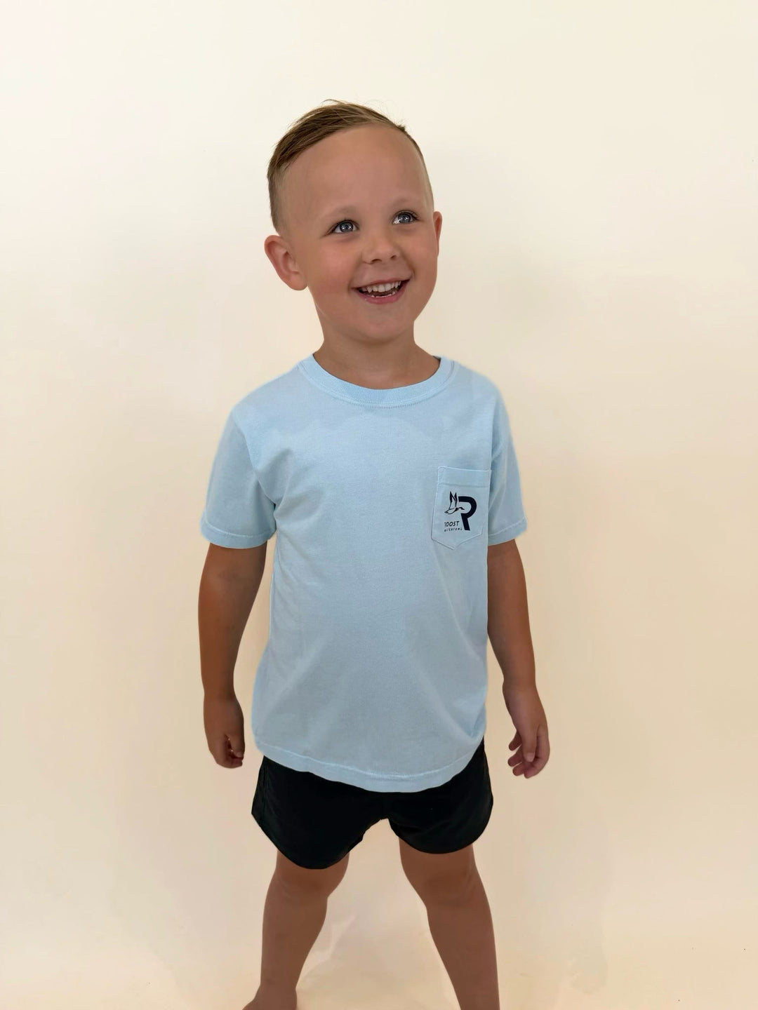 Boys light blue Roost Waterfowl t-shirt, youth hunting lifestyle apparel, kids outdoor clothing, boys duck hunting graphic tee, youth pocket t-shirt, southern boys fashion, comfortable everyday boys shirt