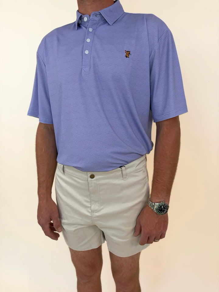 lavender golf shirt for men, performance polo with collar, men&