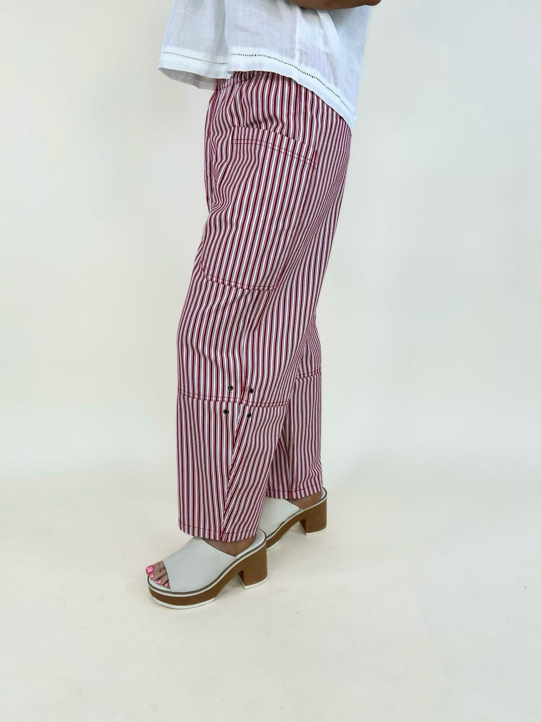 Stripe Pocket Detail Wide Leg Pants