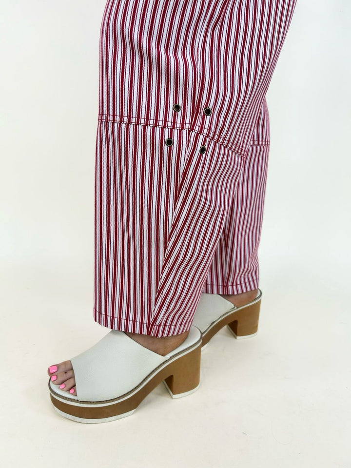 Stripe Pocket Detail Wide Leg Pants