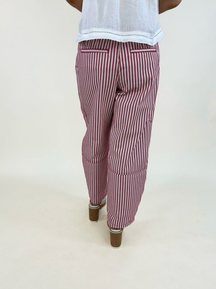 Stripe Pocket Detail Wide Leg Pants