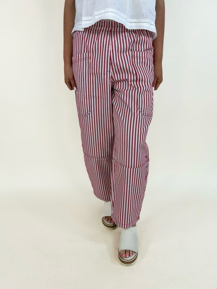 Stripe Pocket Detail Wide Leg Pants