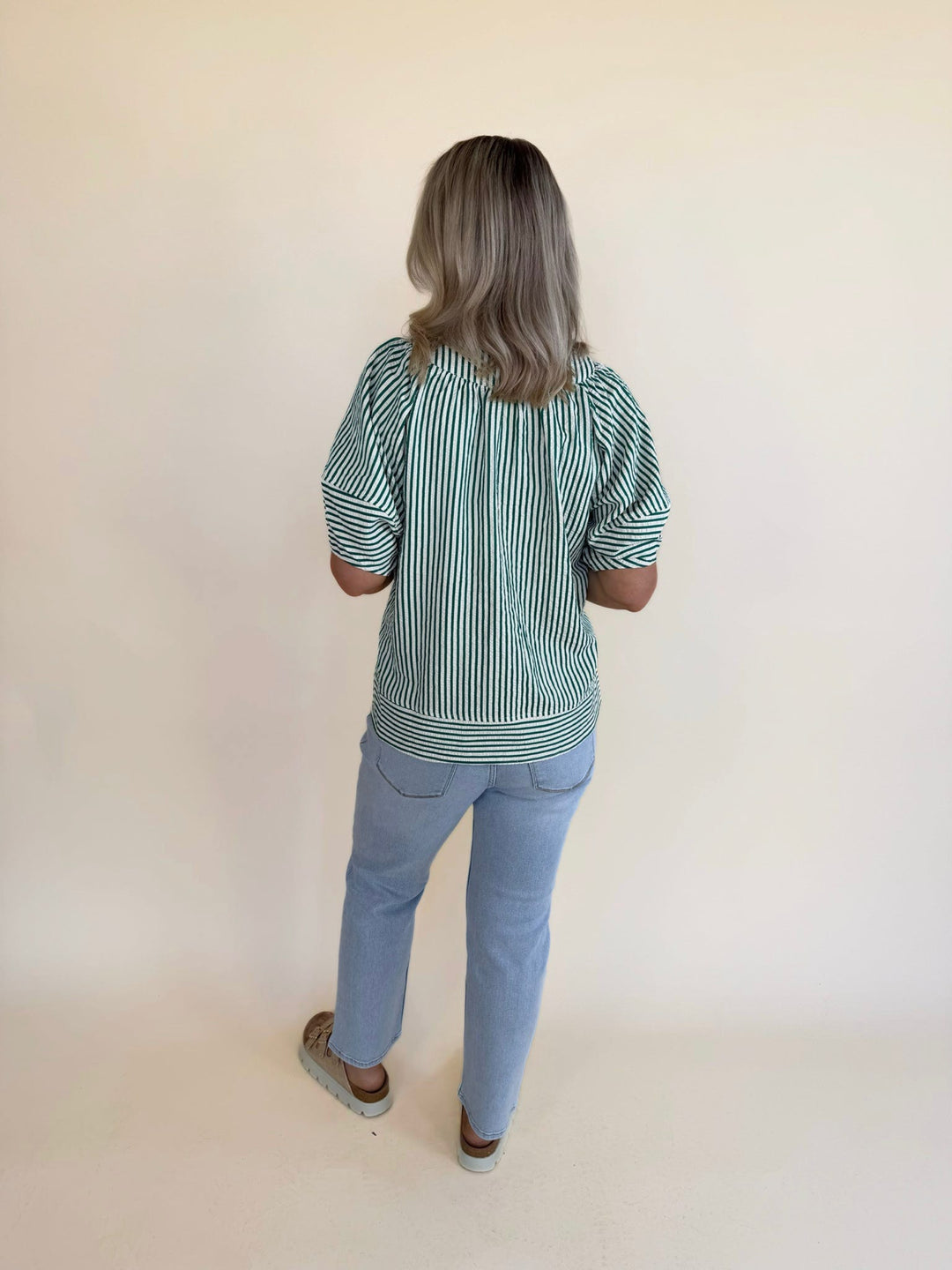 Zinnia Striped V-neckline Top