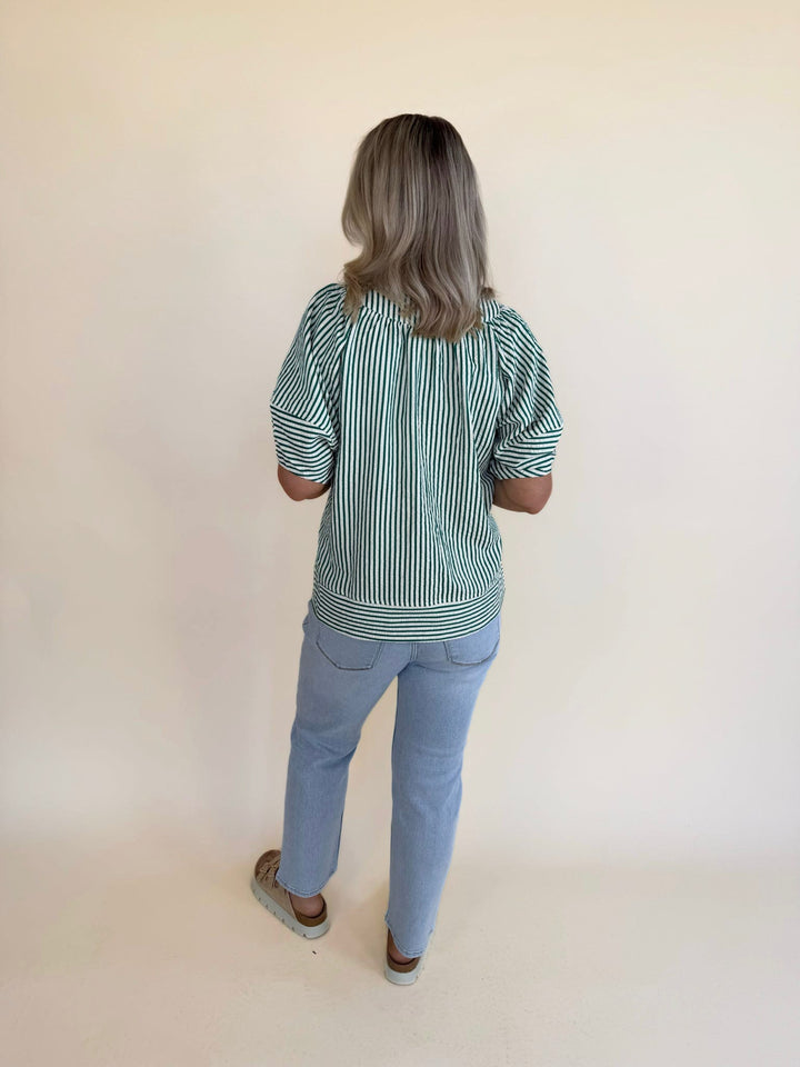 Zinnia Striped V-neckline Top