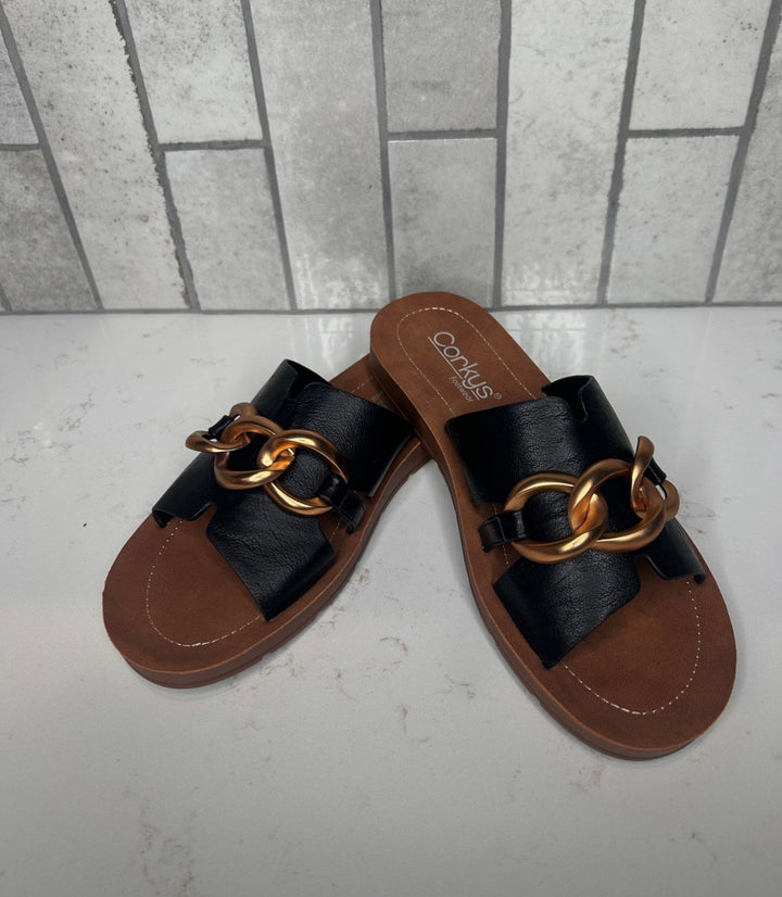 Chain Letter Black Sandal