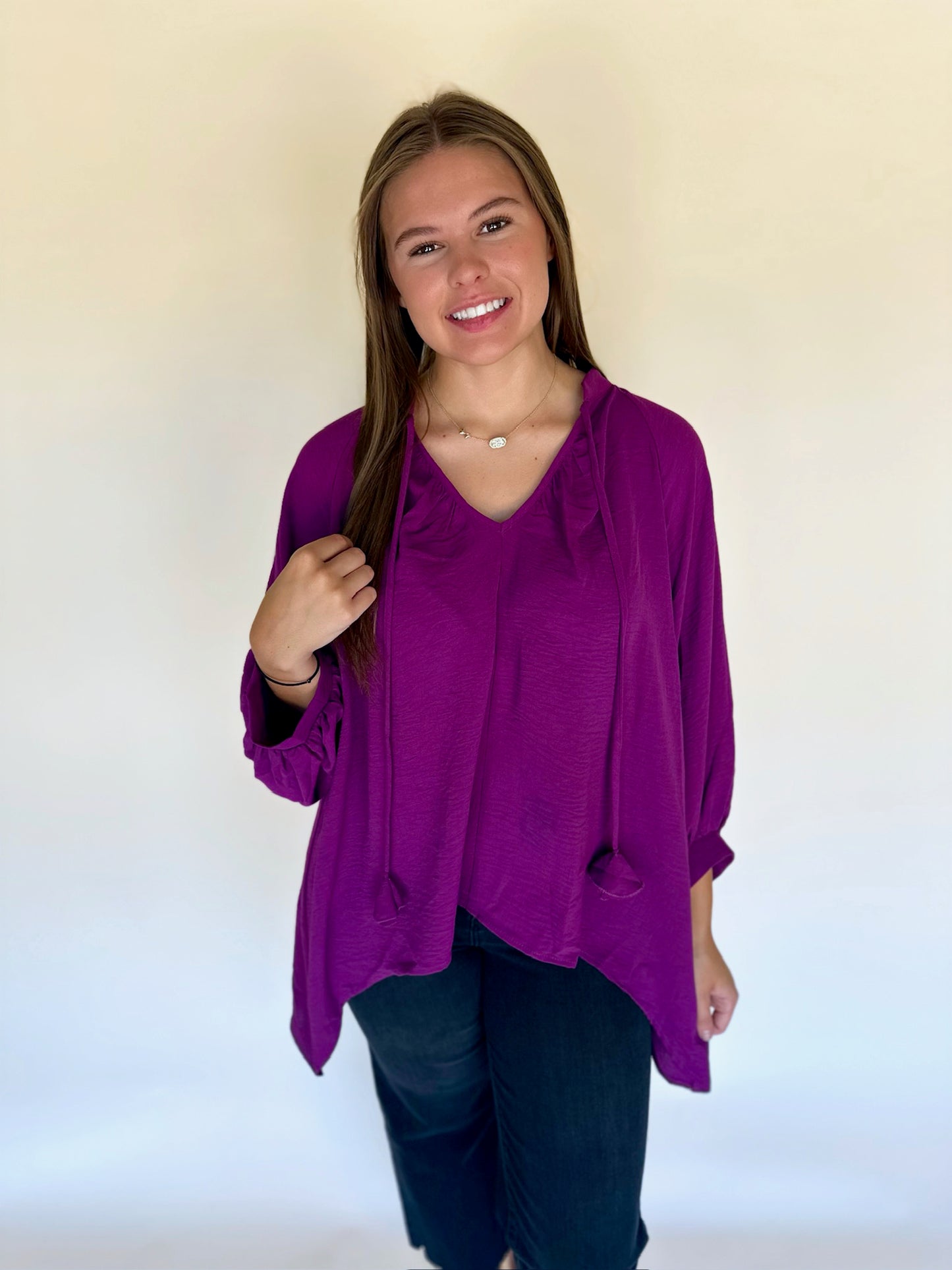 Galyn Handkerchief Hem Blouse