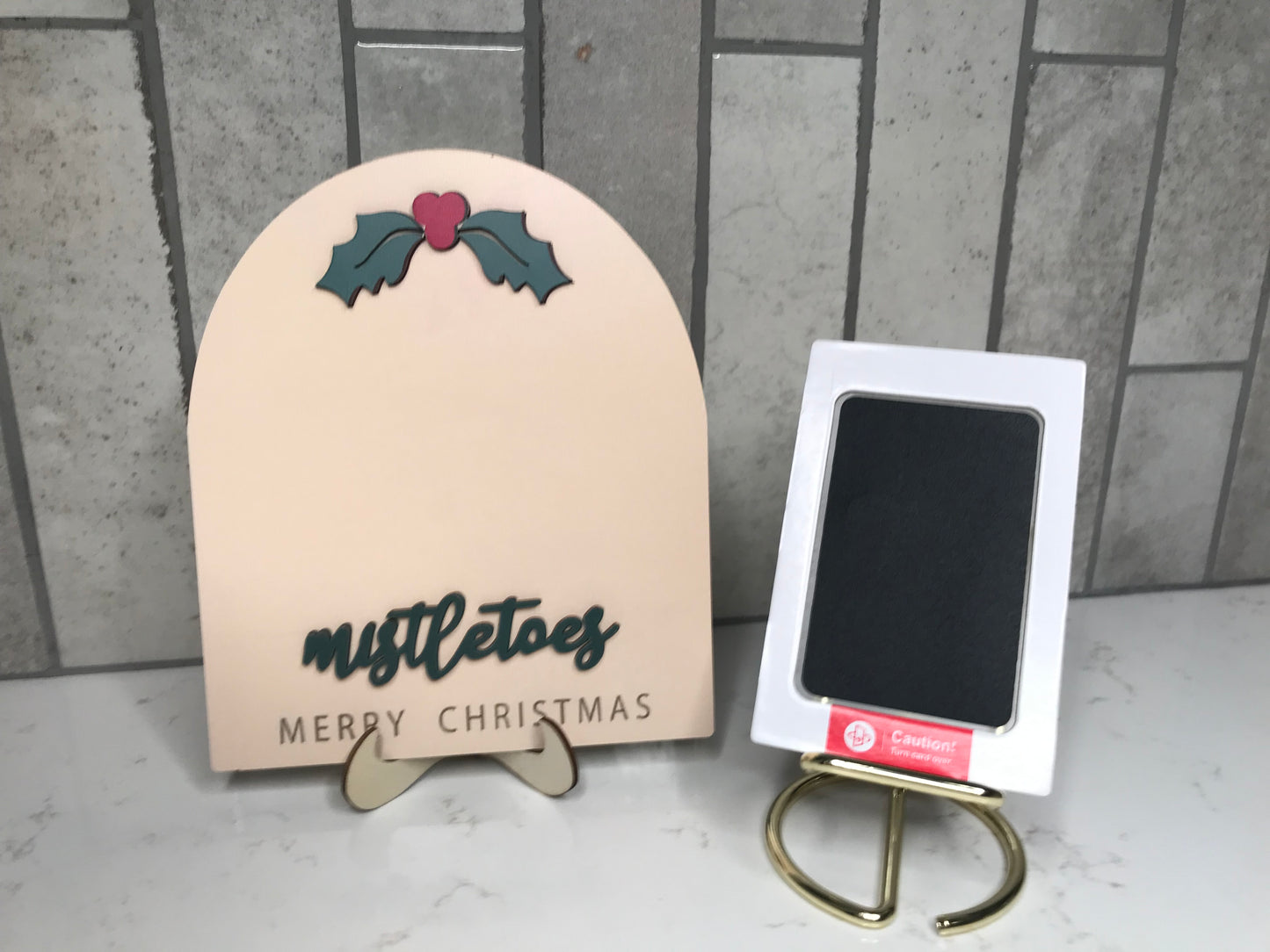 Mistletoes Merry Christmas keepsake board with ink pad for newborn footprints