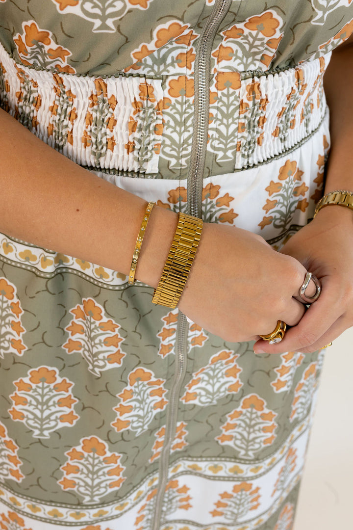 Chan Sutt Pearl | Thick Gold Watch Band  Bracelet
