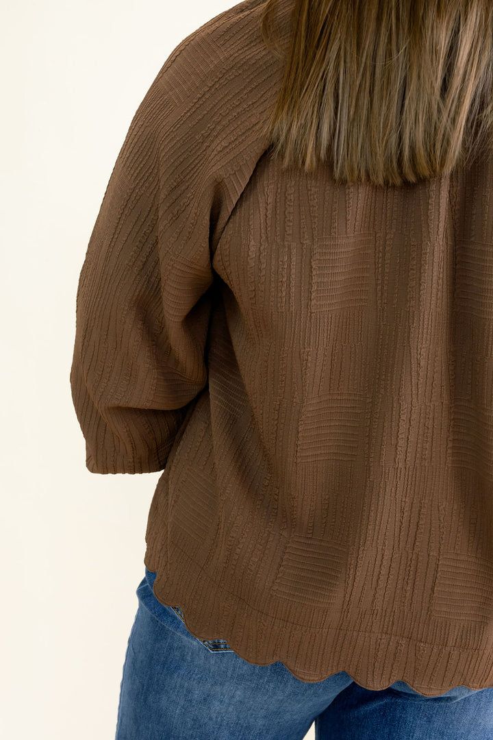 Morrison Textured Puffy Sleeve Top | Chocolate