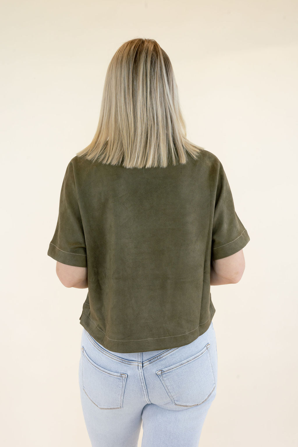 THML | Short Sleeve Button Detail Top | Olive