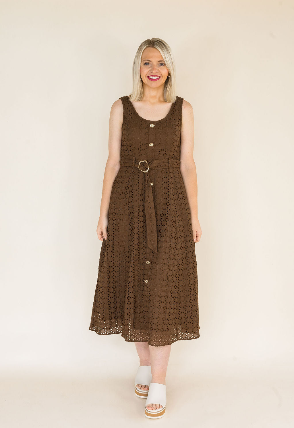 Fenna Solid Sleeveless Midi Dress