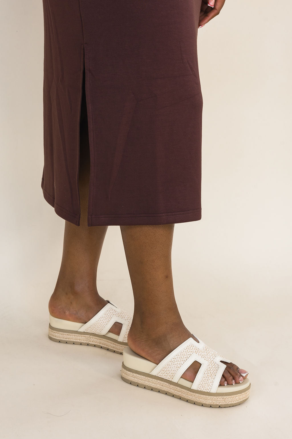 Espresso Contrast Trim Collared Midi Dress