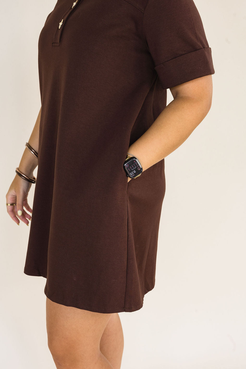 The Sutton Gold Button Polo Dress