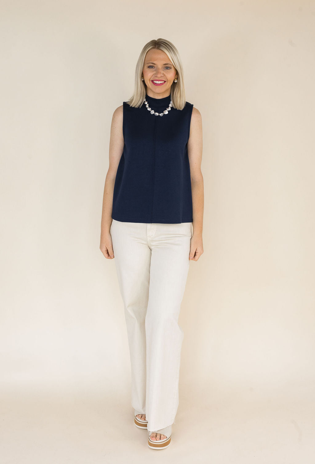 Coralie Mock Neck Sleeveless Top