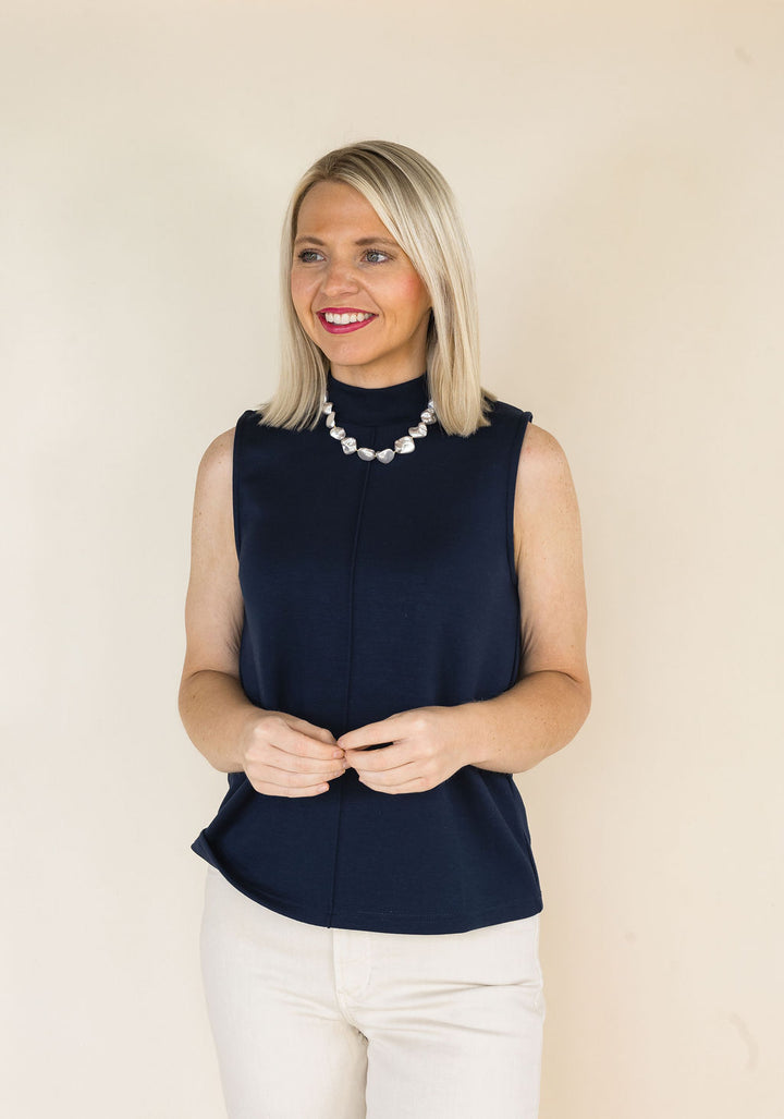 Coralie Mock Neck Sleeveless Top