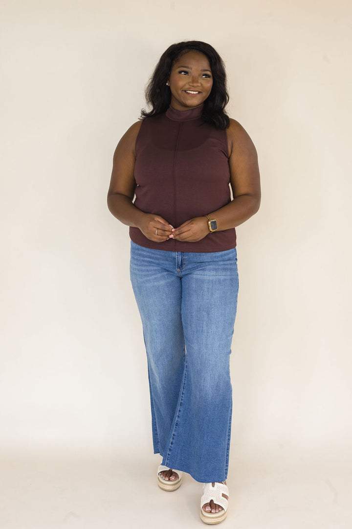 Coralie Mock Neck Sleeveless Top