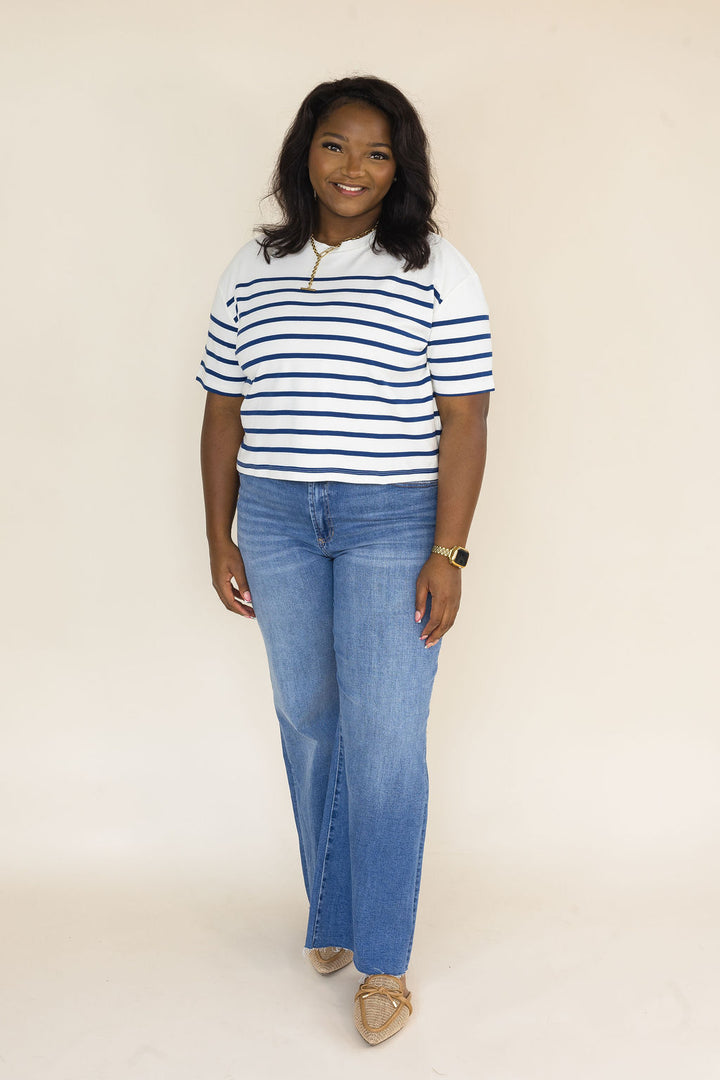 Dear John | Maddox Top Cream Navy Stripe