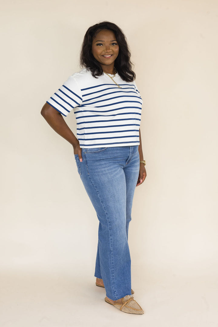 Dear John | Maddox Top Cream Navy Stripe
