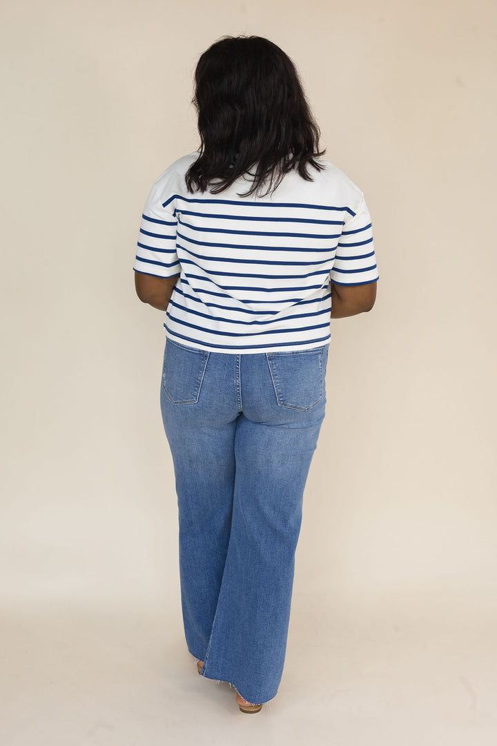 Dear John | Maddox Top Cream Navy Stripe