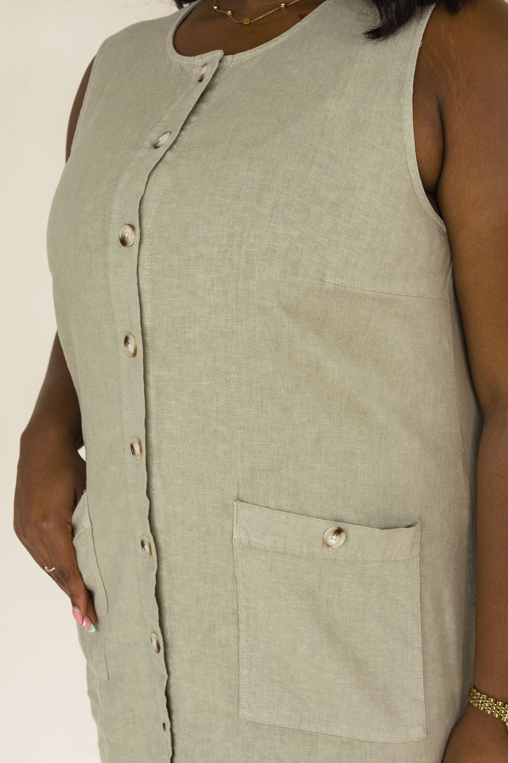 Dear John | Riri Linen Blend Sleeveless Mini Dress | Abbey Stone