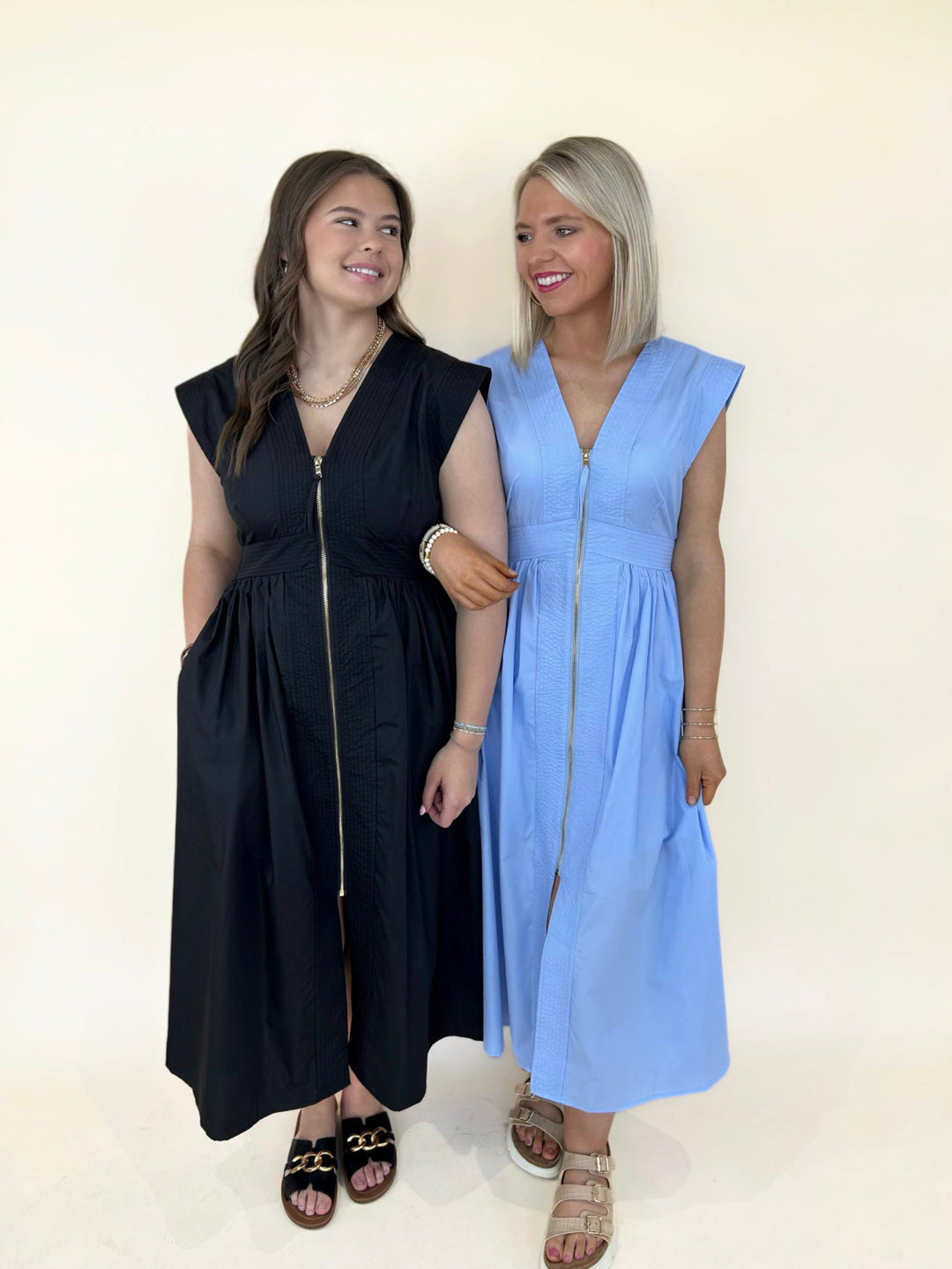 Thalia V-neck Zip-Front Midi Dress