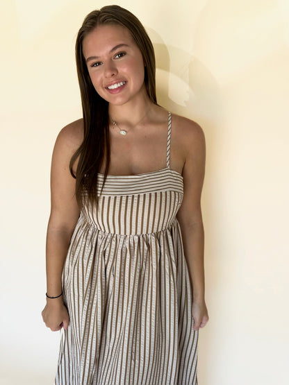 Briva Striped Empire Maxi Dress