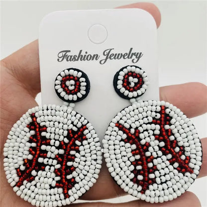 Baseball Drop Beads Earrings