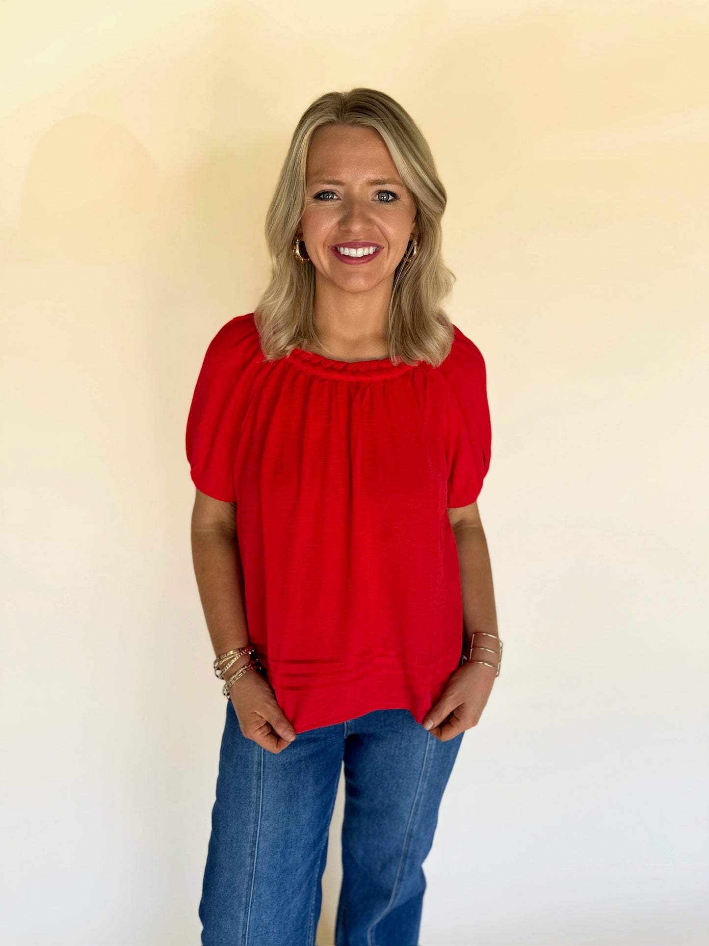 Amavi Pleated Texture Top