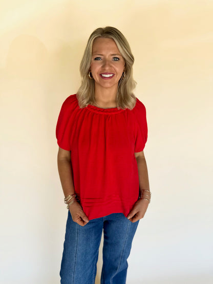 Amavi Pleated Texture Top