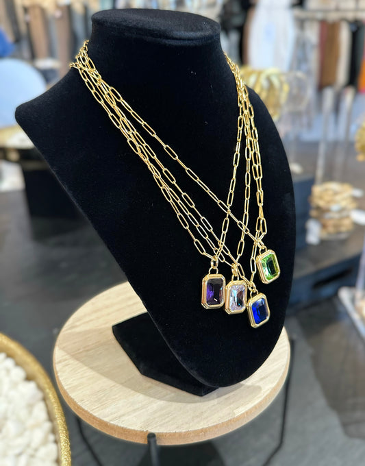 Vintage Style Stainless Steel Zircon Pendant Necklace